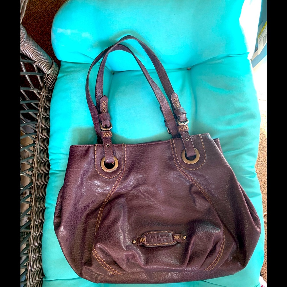 NINE WEST Womens Shoulder Bag Purse Plum
